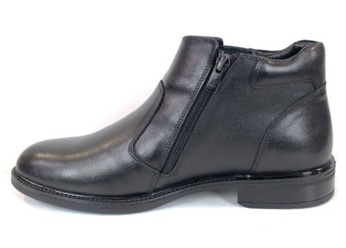 Cizme barbatesti din piele naturala de culoare neagra - model 334112