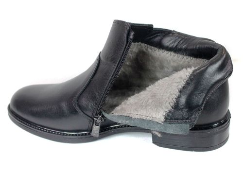 Cizme barbatesti din piele naturala de culoare neagra - model 334112