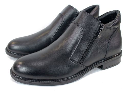 Cizme barbatesti din piele naturala de culoare neagra - model 334112