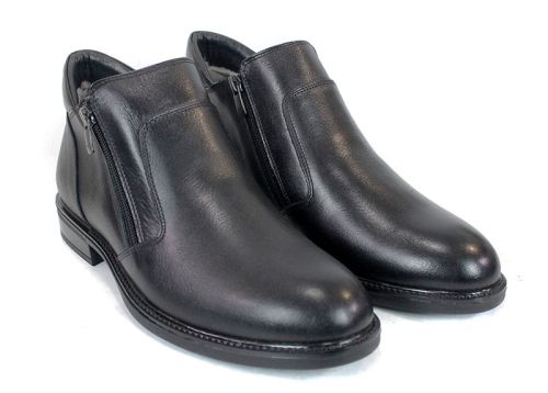 Cizme barbatesti din piele naturala de culoare neagra - model 334112