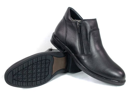 Cizme barbatesti din piele naturala de culoare neagra - model 334112