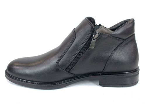 Cizme barbatesti din piele naturala de culoare neagra - model 334112