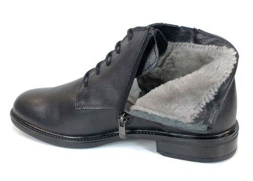 Cizme barbatesti din piele naturala de culoare neagra - model 334112