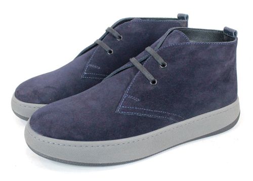 Clark barbati din piele intoarsa naturala de culoare albastru inchis - model clasic.