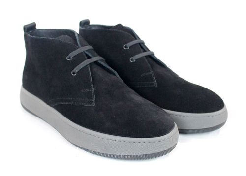 Clark barbati din piele intoarsa naturala de culoare albastru inchis - model clasic.