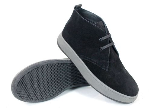 Clark barbati din piele intoarsa naturala de culoare albastru inchis - model clasic.