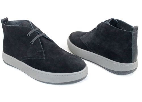 Clark barbati din piele intoarsa naturala de culoare albastru inchis - model clasic.