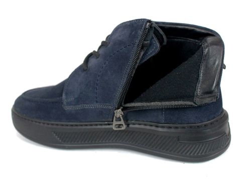 Clark barbati din piele intoarsa naturala de culoare albastru inchis - model clasic.