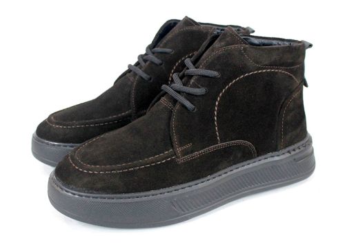 Clark barbati din piele intoarsa naturala de culoare albastru inchis - model clasic.