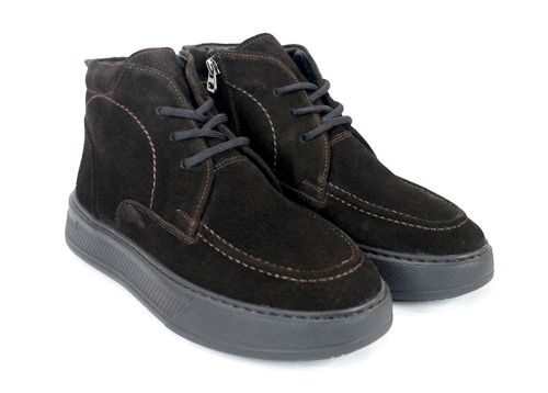 Clark barbati din piele intoarsa naturala de culoare albastru inchis - model clasic.