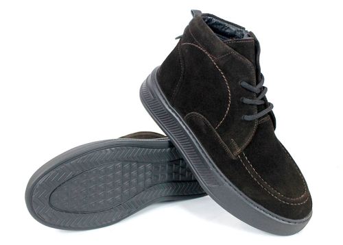 Clark barbati din piele intoarsa naturala de culoare albastru inchis - model clasic.