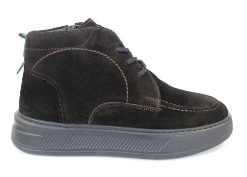 Clark barbati din piele intoarsa naturala de culoare albastru inchis - model clasic.