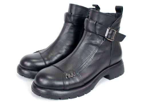 Cizme joase de dama din piele naturala de culoare verde inchis - Model Julie