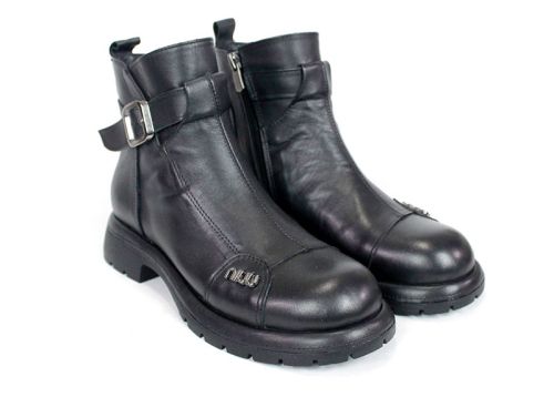 Cizme joase de dama din piele naturala de culoare verde inchis - Model Julie