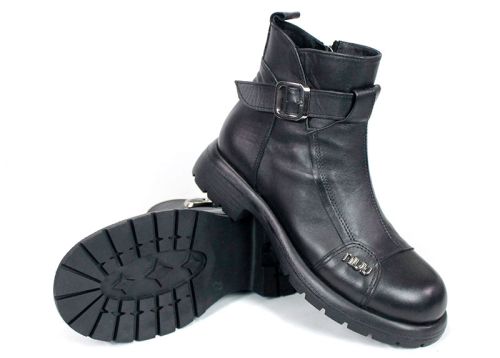 Cizme joase de dama din piele naturala de culoare verde inchis - Model Julie