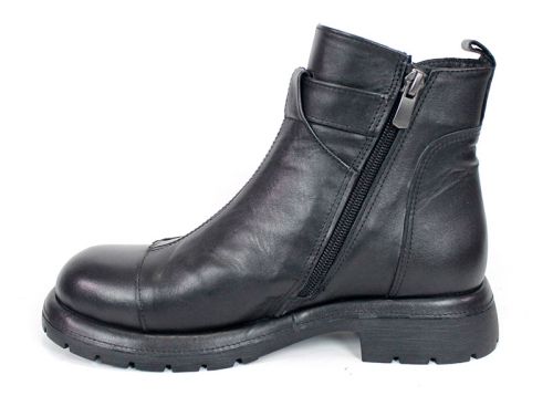 Cizme joase de dama din piele naturala de culoare verde inchis - Model Julie