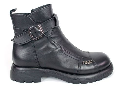 Cizme joase de dama din piele naturala de culoare verde inchis - Model Julie