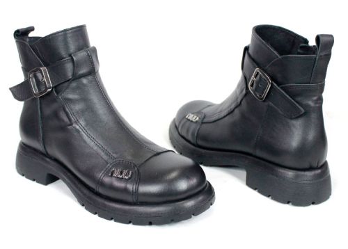 Cizme joase de dama din piele naturala de culoare verde inchis - Model Julie