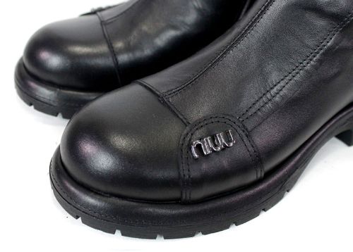 Cizme joase de dama din piele naturala de culoare verde inchis - Model Julie