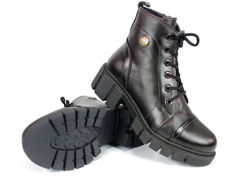 Cizme joase de dama din piele naturala de culoare verde inchis - Model Julie