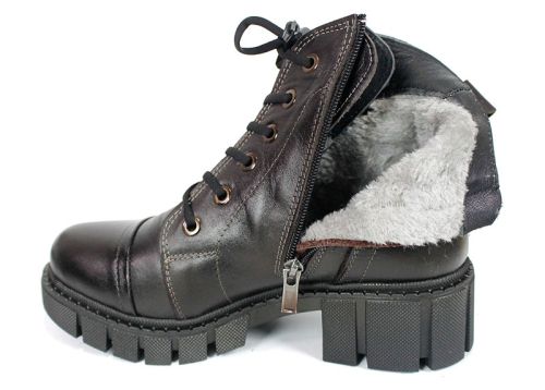 Cizme joase de dama din piele naturala de culoare verde inchis - Model Julie