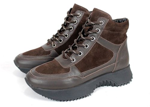 Sneakers damă Terra Pulse – piele naturală și velur, căptușeală caldă