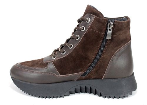 Sneakers damă Terra Pulse – piele naturală și velur, căptușeală caldă