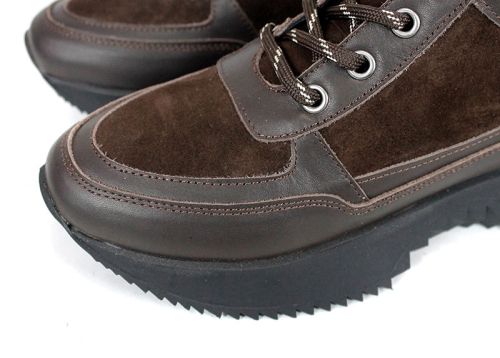 Sneakers damă Terra Pulse – piele naturală și velur, căptușeală caldă