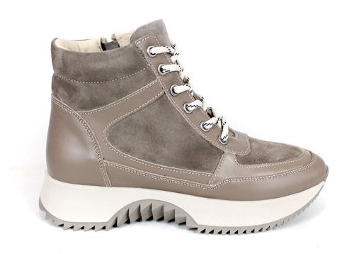 Sneakers damă Terra Pulse – piele naturală și velur, căptușeală caldă