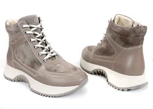 Sneakers damă Terra Pulse – piele naturală și velur, căptușeală caldă