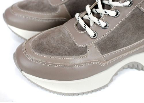 Sneakers damă Terra Pulse – piele naturală și velur, căptușeală caldă