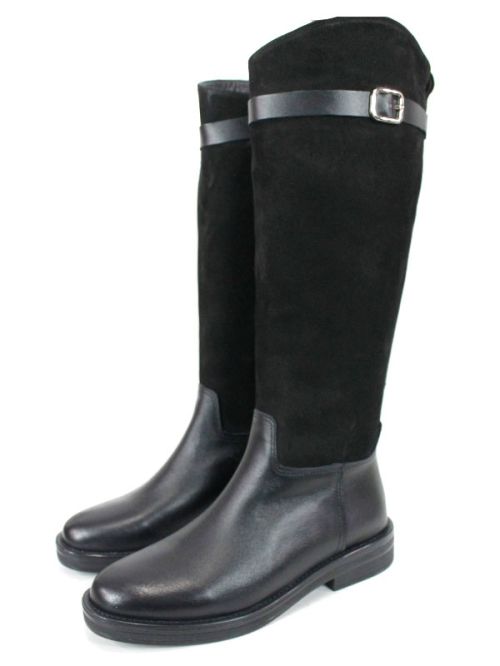 Cizme de dama din piele naturala de culoare neagra - model 125587