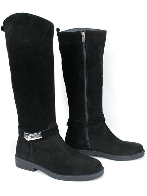 Cizme de dama din piele naturala de culoare neagra - model 125587