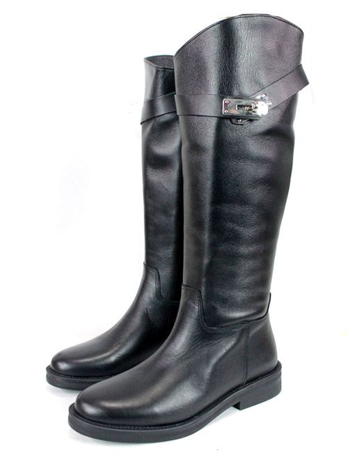 Cizme de dama din piele naturala de culoare neagra - model 125587