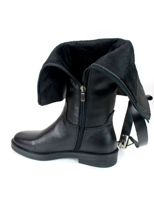 Cizme de dama din piele naturala de culoare neagra - model 125587