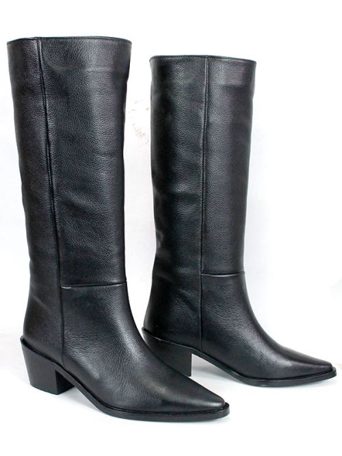 Cizme de dama din piele naturala de culoare neagra - model 125587