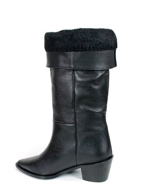 Cizme de dama din piele naturala de culoare neagra - model 125587