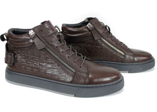 Cizme barbatesti din piele naturala de culoare neagra - model 334112