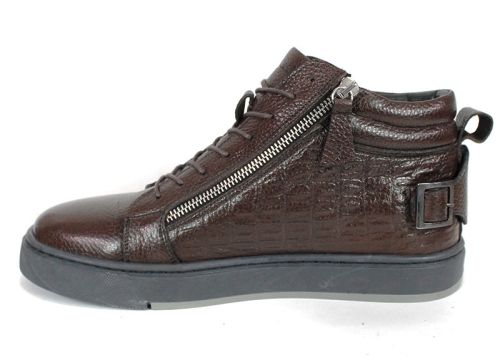 Cizme barbatesti din piele naturala de culoare neagra - model 334112