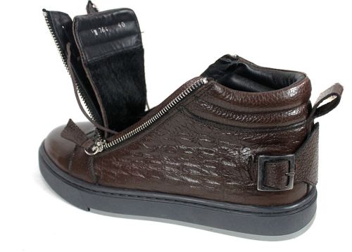 Cizme barbatesti din piele naturala de culoare neagra - model 334112