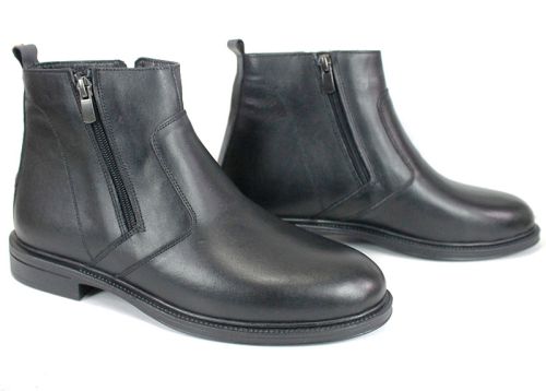 Cizme barbatesti din piele naturala de culoare neagra - model 334112