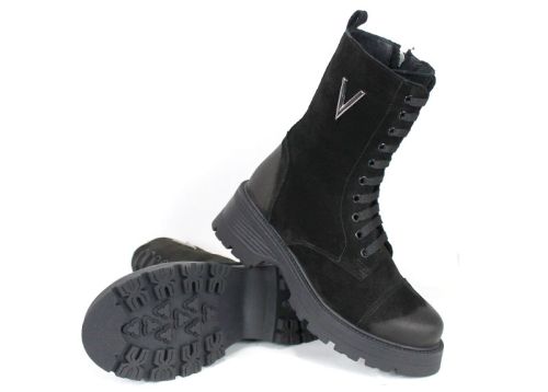 Ghete damă Terra Vento din nubuc natural – culoare neagră