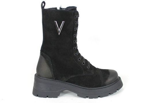 Ghete damă Terra Vento din nubuc natural – culoare neagră