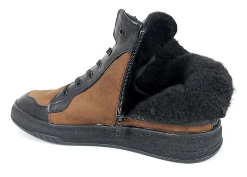 Ghete bărbătești Strada Vero din piele naturală, combinație negru și maro deschis