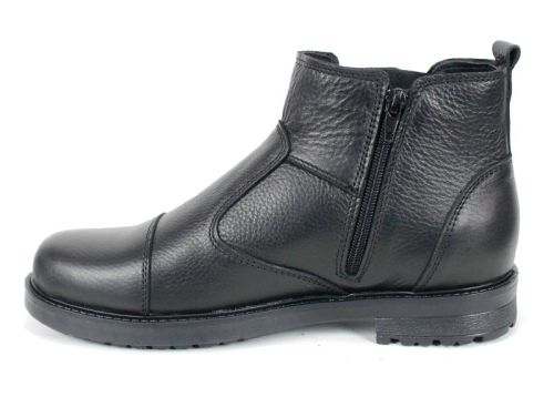 Ghete bărbătești Forte Passo din piele naturală neagră cu elastic, fermoar și interior călduros