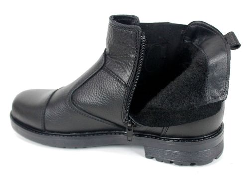Ghete bărbătești Forte Passo din piele naturală neagră cu elastic, fermoar și interior călduros