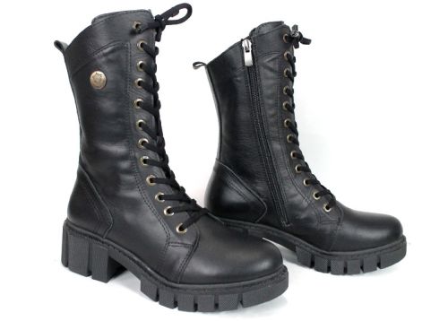 Cizme de dama din piele naturala de culoare neagra - Model Macarena.