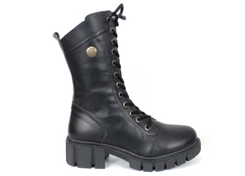 Cizme de dama din piele naturala de culoare neagra - Model Macarena.