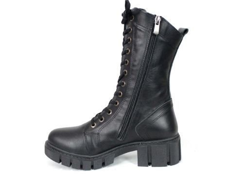 Cizme de dama din piele naturala de culoare neagra - Model Macarena.