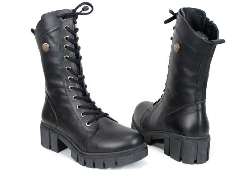 Cizme de dama din piele naturala de culoare neagra - Model Macarena.